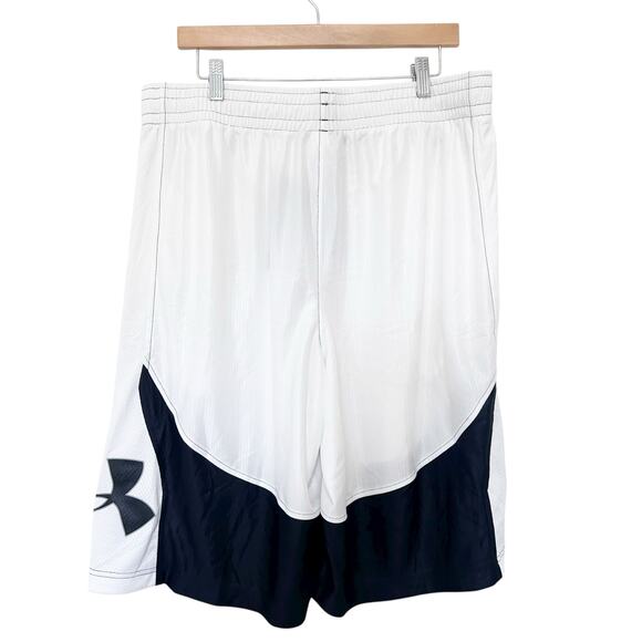 Under Armour White Black Basketball Shorts Sz XL - Picture 3 of 6